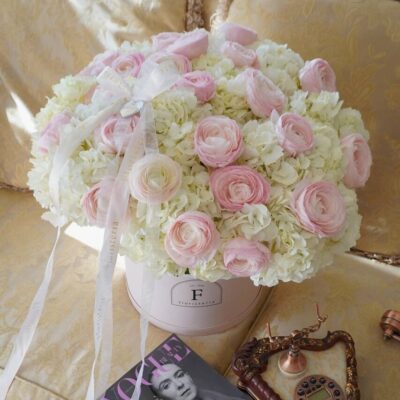 Композиція з гортензій та ранункулюсів