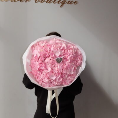 Букет з 7 рожевих гортензій