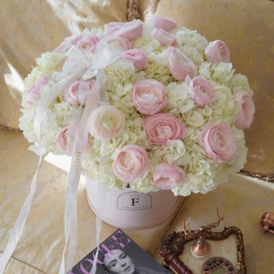 Композиція з гортензій та ранункулюсів