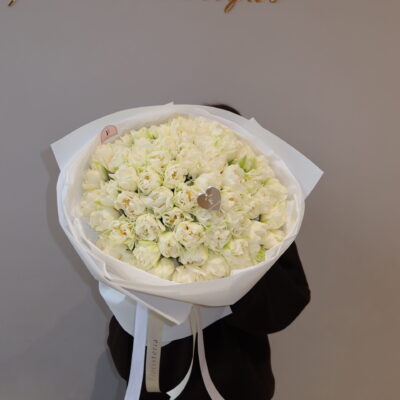 69 білих піоновидних тюльпанів